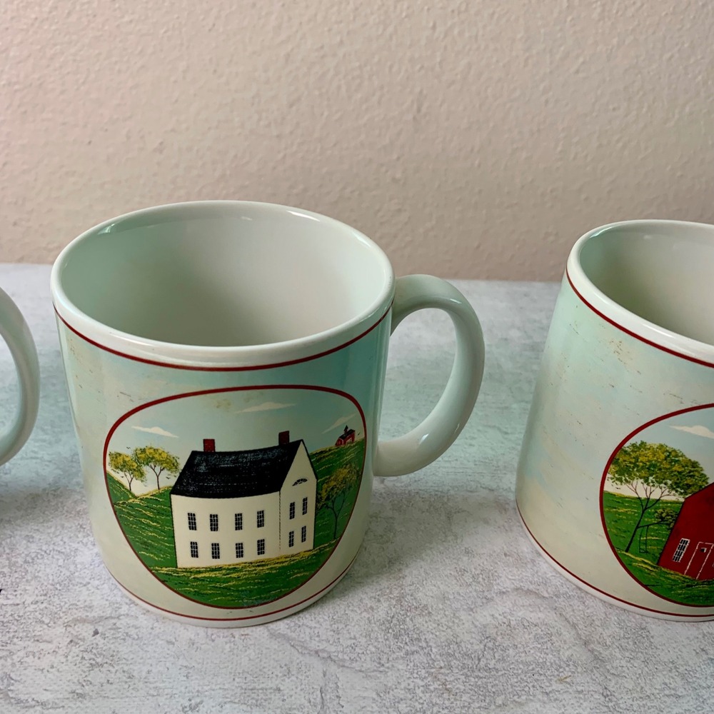 4 Vintage Sakura Warren Kimble Country Life Mugs Brandon House Farmhouse 3.5"